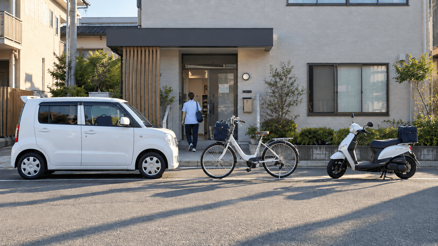 訪問看護の移動手段、車・自転車・バイクはどれが正解か——燃料費より重い「固定費と事故」の経済学|ガソリン170円と自転車青切符の時代に
