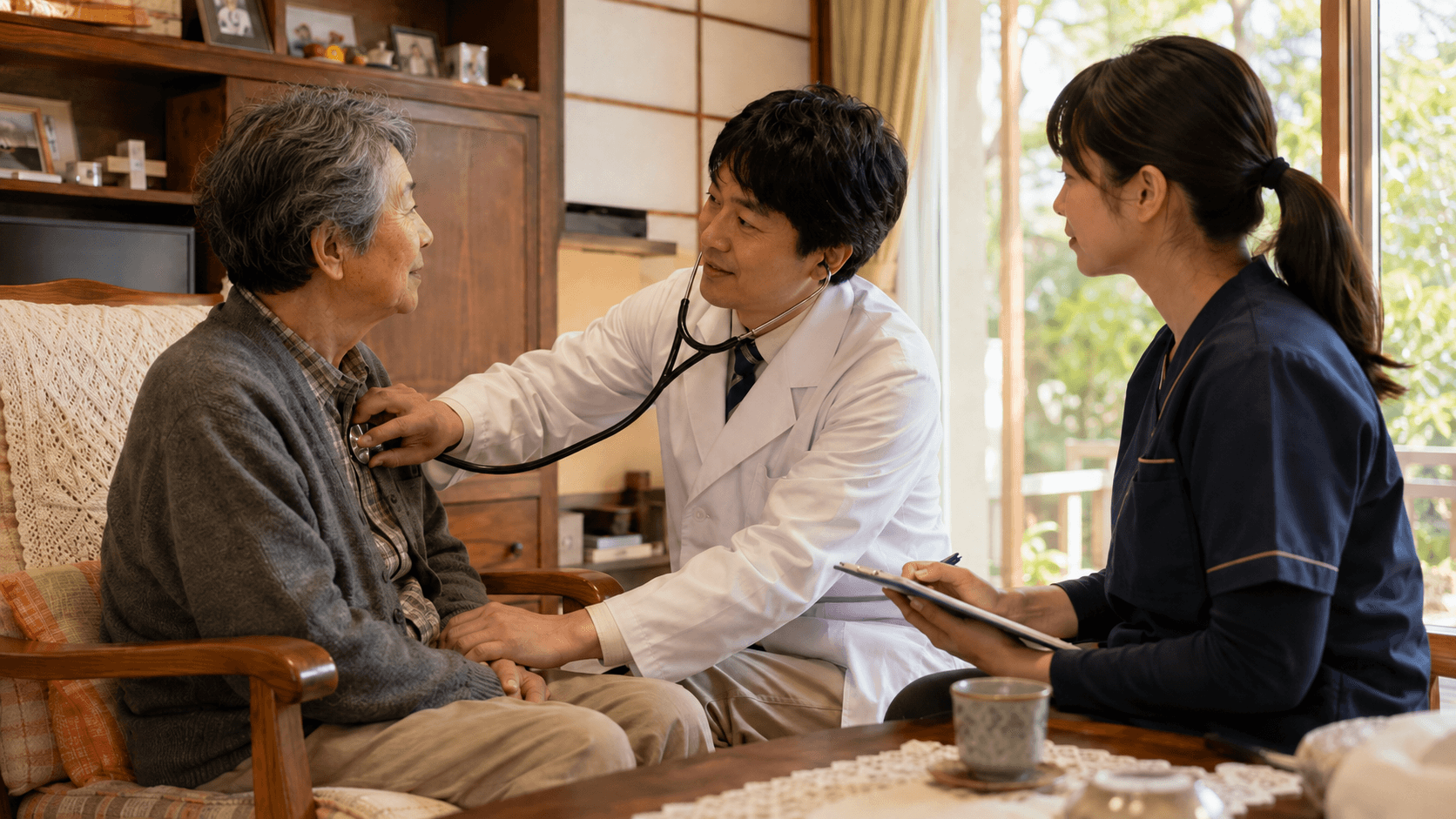 訪問診療・往診・訪問看護は、何が違う?——医師が来る二つの仕組みと、看護師が支える日常|月2回の計画的な診療、急変時の駆けつけ、週数回のケア。三つで在宅医療は完成する